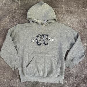 Men's Vintage 80s Colorado Buffaloes Speech & Debate Gray Hoodie Sweatshirt Sz L